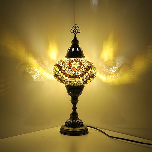 Miniatura 9 de 10 Variation Mosland Home Turkish Lamp Mosaic Table Lamps  Turkish Moroccan Lamp with Bronze Base  Handmade Tiffany Night Lamp  Mosaic Glass Bedside