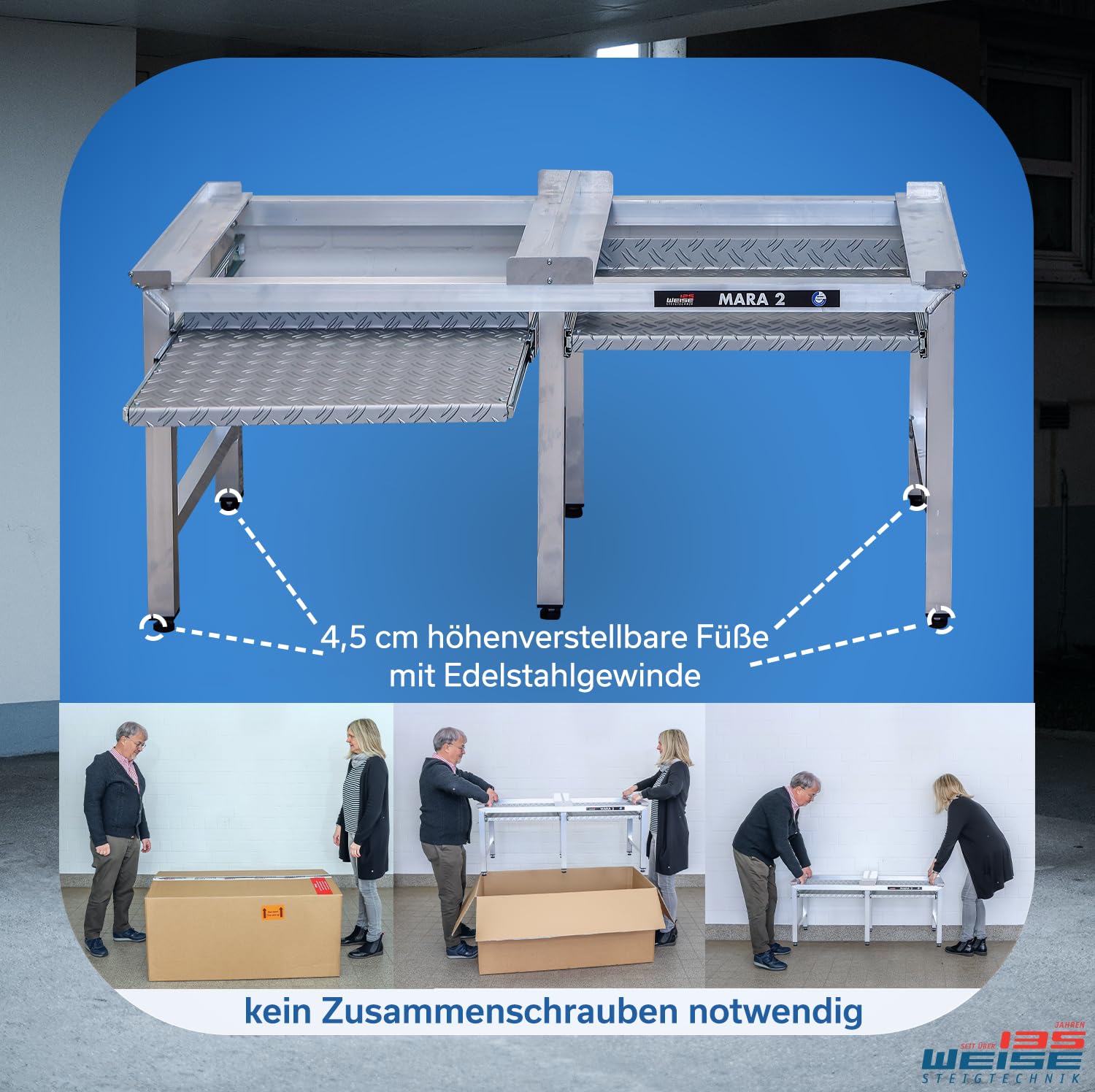 Weise MARA 2 Waschmaschinen Untergestell, Doppel-Unterbau für Waschmaschine & Trockner, 1000 kg Tragkraft, 50 cm hoch