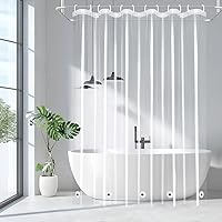 EurCross 9G Clear Shower Curtain Liner 72x78 Weighted with 5 Magnets & Hooks - Heavy Duty Waterproof PEVA for Bathroom