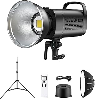 NEEWER CB100 100W LED Video Light Kit, 5600K COB Daylight Continuous Output Lighting with 2.4G Remote/Bowens Mount/Softbox/Light Stand, 11000Lux/m CRI97+ for Studio/Outdoor Photography Video Recording