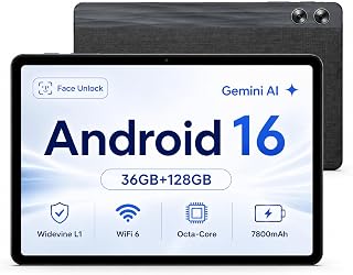Android Tablet 11 inch with Octa-Core Processor, 36GBRAM+128GB Storage, 7800mAh Large Battery, Gemini AI, 1TB Expandable, 5G/2.4G WiFi, BT 5.4,Dual Camera, Tablet for Study, Business&Entertainment