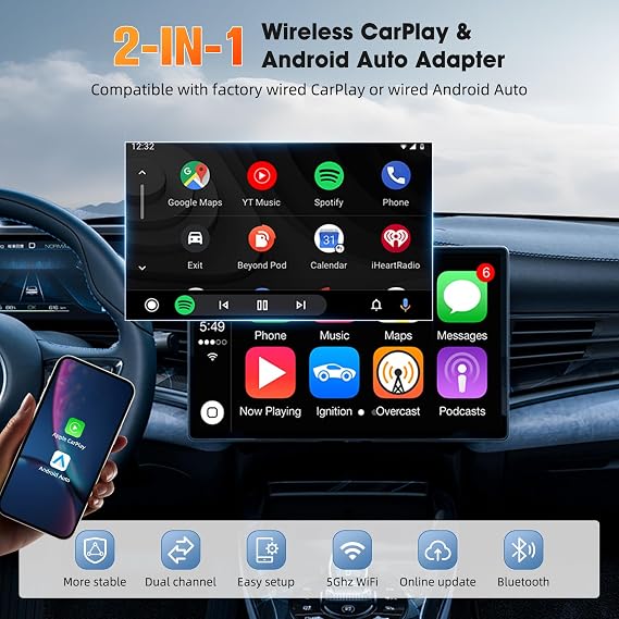 LivX CarPlay and Android Auto Wireless Multimedia Adapter CPS