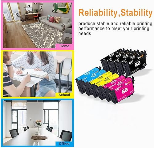 Miniatura 5 de Run Star Cartucho de tinta remanufacturado 69 de repuesto para Epson 69 T069 uso para impresoras Epson Workforce 30 610 615 1100 1300 Stylus C120