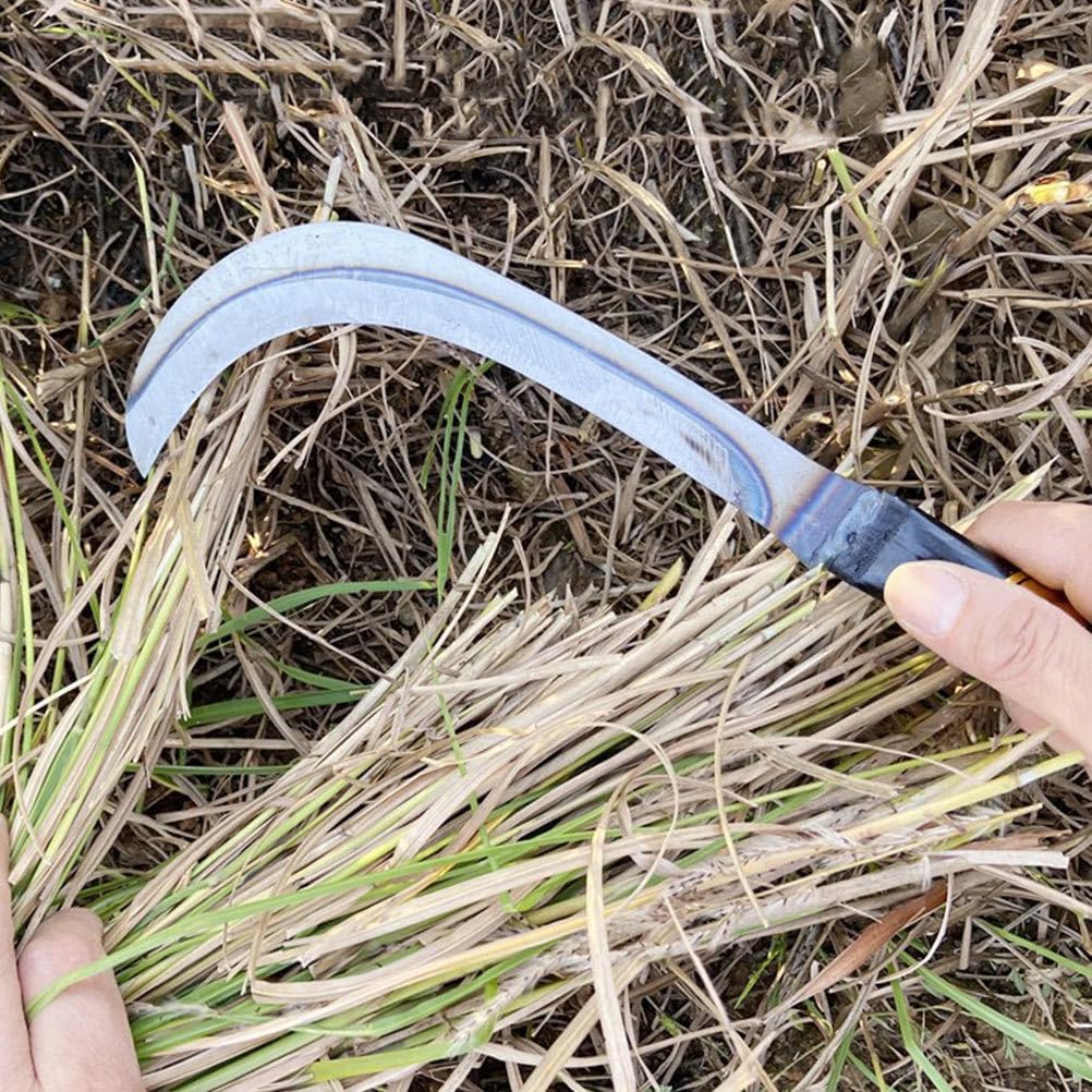 Yardwe Japanese Style Garden Sickle Set 2Pcs Steel Hand Sickle for Weeding Grass Cutting and Lawn Care with Comfortable Handles 3.7 Inch Blades
