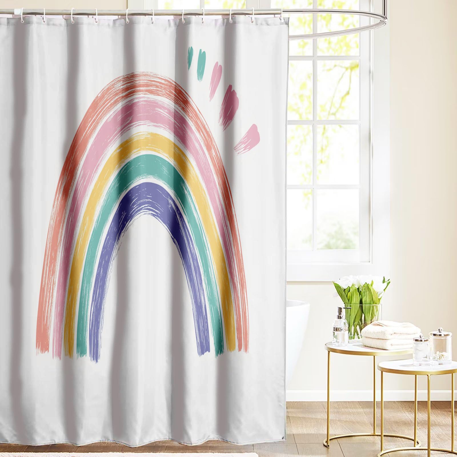 Rideau de Bain Imperméable Anti-Moisissure en Polyester avec Motifs Abstraits