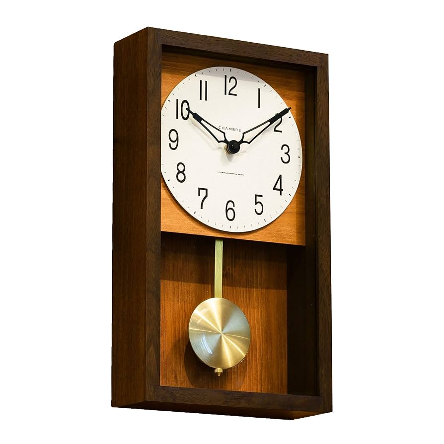 シャンブル　CHAMBRE 木製振り子時計　ブラウン色 Amazon.co.jp: シャンブル(Chambre) 掛け時計 ブラウン W20×H35