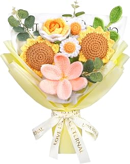 Dremisland Crocheted Flowers Handmade Crochet Bouquet Spring Decoration Artificial…