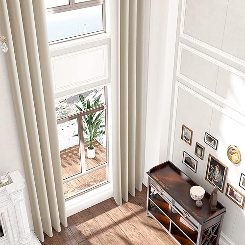 20ft Ivory Extra Long Curtains with Soft Texture,Grommet Top Decorative Drapes Privacy for 2 Story House,Great Room, High Ceiling (1 Panel,52 x 240 Inch)