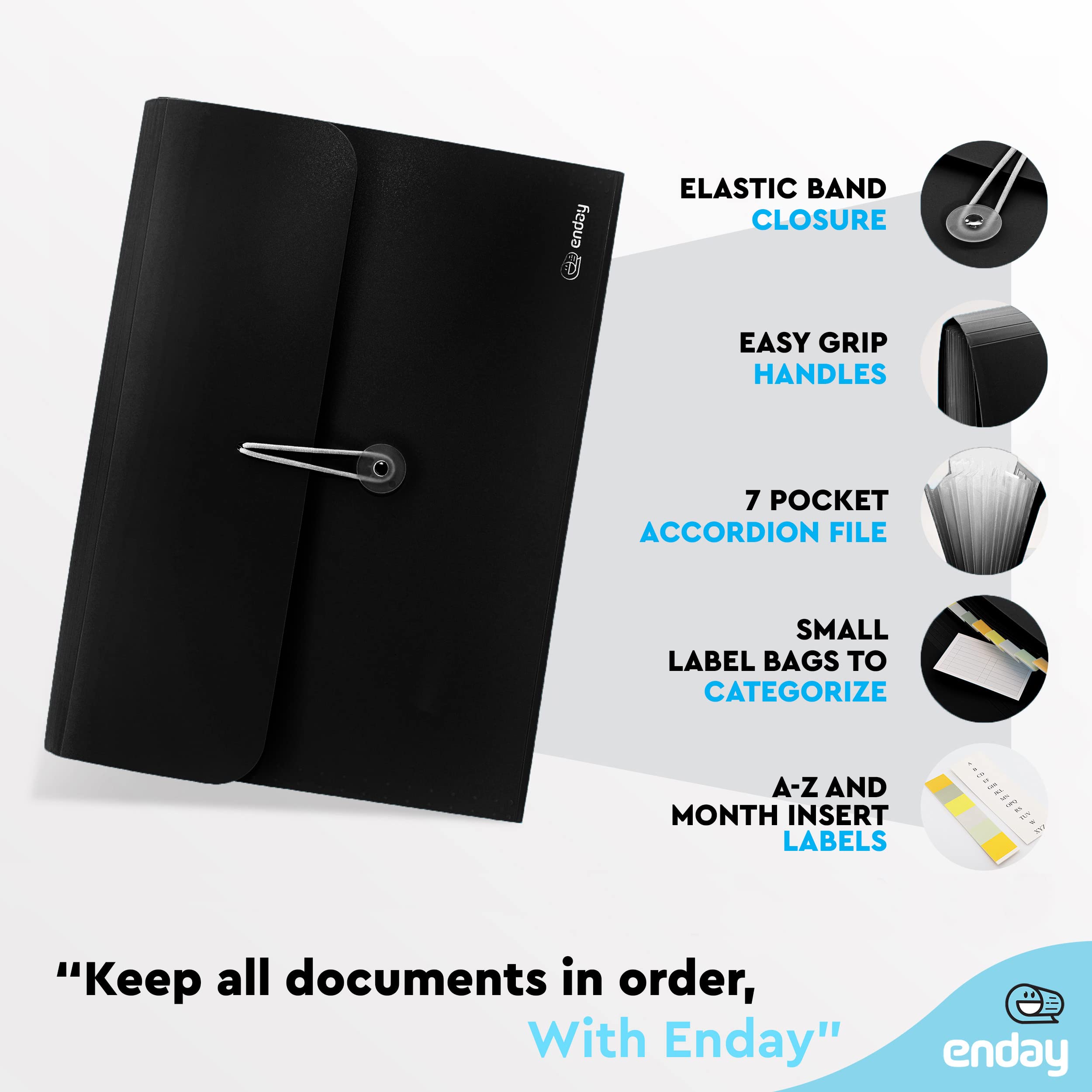 Snapklik.com : Accordion File Organizer Black, 7 Pocket Expanding File ...