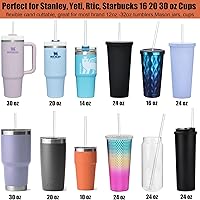 Vista 4 de ALINK Paquete de 12 popotes transparentes reutilizables de plástico duro, popotes de 10.5 pulgadas de largo para vasos Stanley, YETI, Starbucks