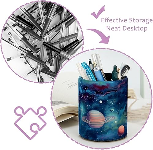 Miniatura 4 de Soporte para bolígrafos, soporte para lápices de PVC para escritorio, organizador de escritorio de estrella galáctica y accesorios, soporte para