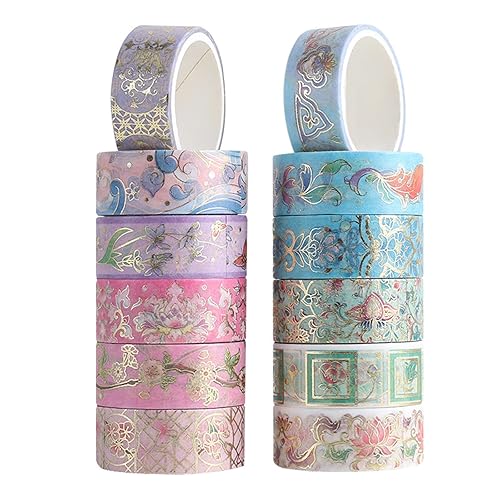 Vista 43 de Juego de 12 rollos de cinta adhesiva Galaxy Washi, cinta adhesiva decorativa de lámina dorada para álbumes de recortes, diario, planificador, Galaxy