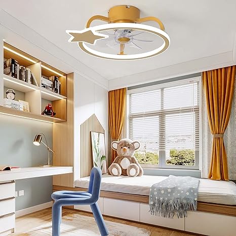 ycwdcz Roze Plafondventilatoren Met Lampen LED-plafondventilatorverlichting Met 3 Snelheden Met Afstandsbediening Omkeerbare DC-motortimer 3-kleuren Licht Voor Kinderkamer Slaapkamer-gold