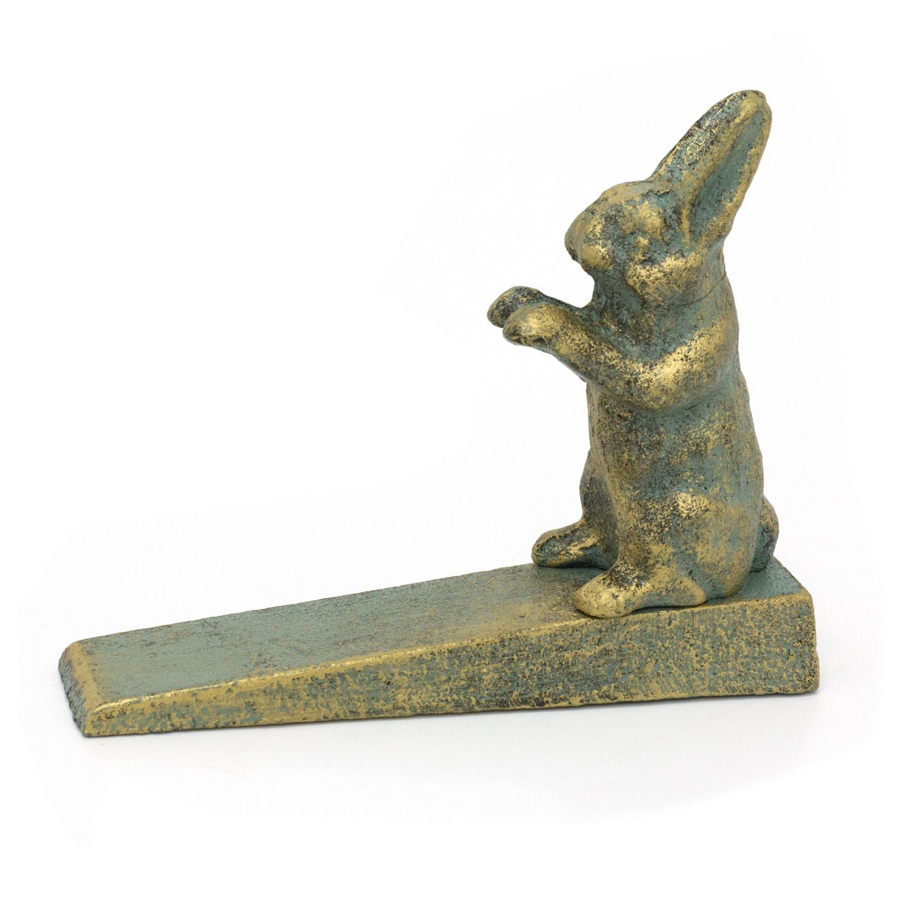Carousel Home Gold Wrought Iron Hare Door Wedge | Vintage Style Rabbit Door Stopper Wedge | Metal Animal Doorstop Wedge - 16Cm