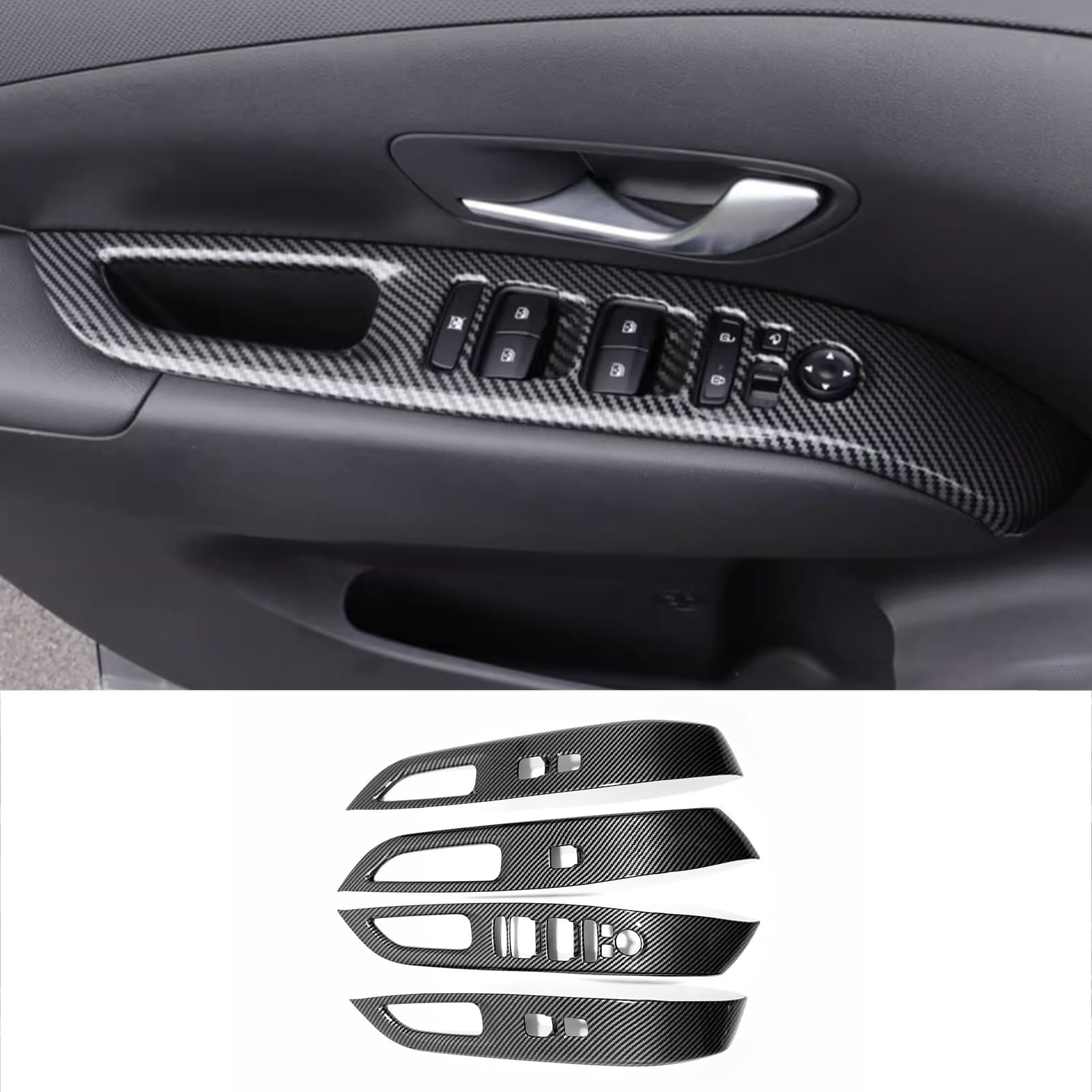 KELEIMAI Car Accessories Fit for Hyundai Tucson 2024 2023 2022 Automobile Door Window Control Panel Cover Molding Door Lock Switch Trim (Carbon Fiber