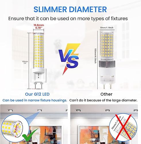 Miniatura 2 de DoRight Bombilla LED G12 G12 de 15 W, bombilla LED de maíz de luz diurna 6000 K, G12 base bi-pin bombillas LED de repuesto para bombillas de