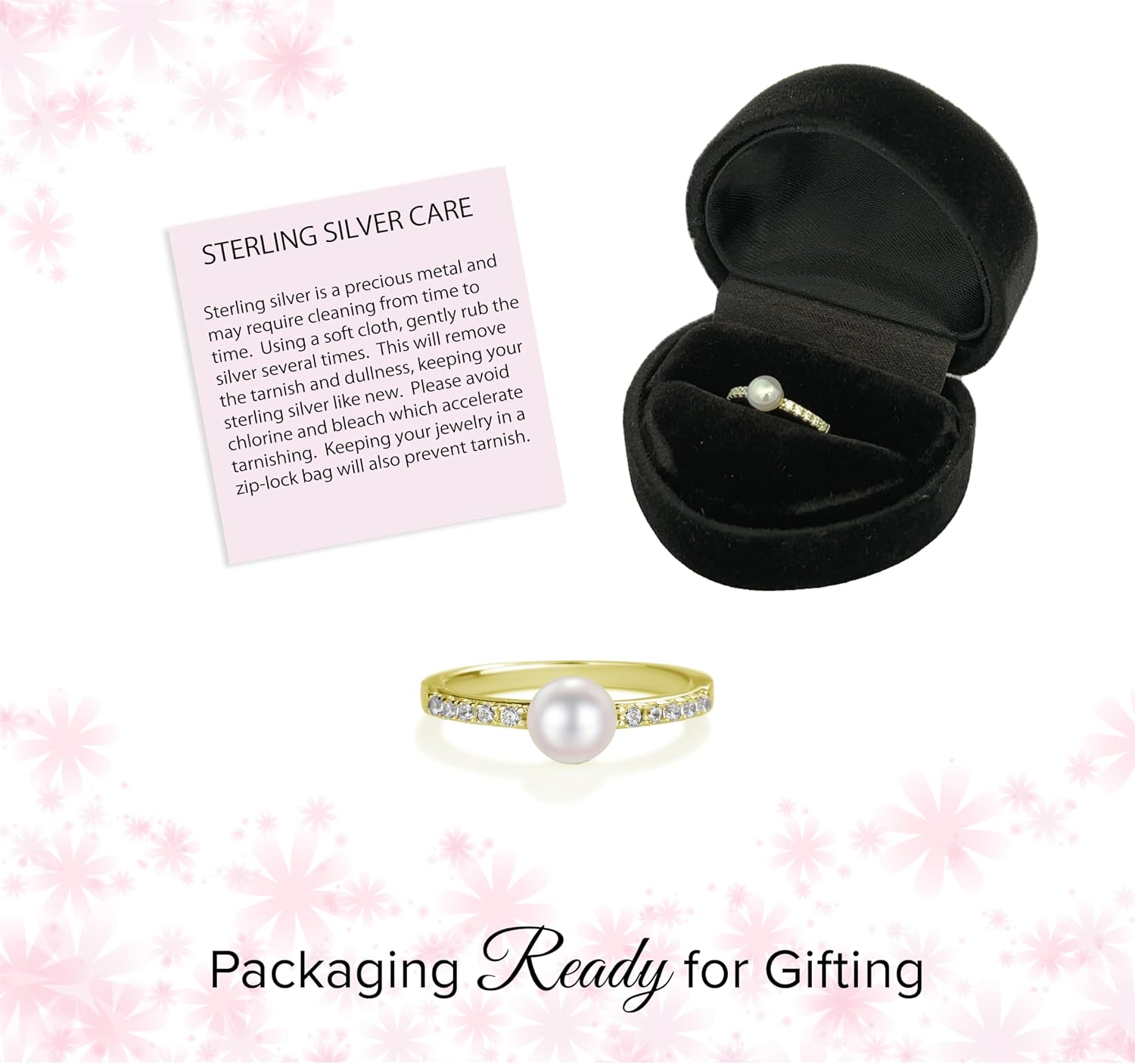 Precious Pieces .925 Sterling Silver or 14K Gold Plated Cultured Pearl Baby Ring for Babies, Infants, Little Girls, Kids, Toddler, and Pinky Ring for Teens and Women