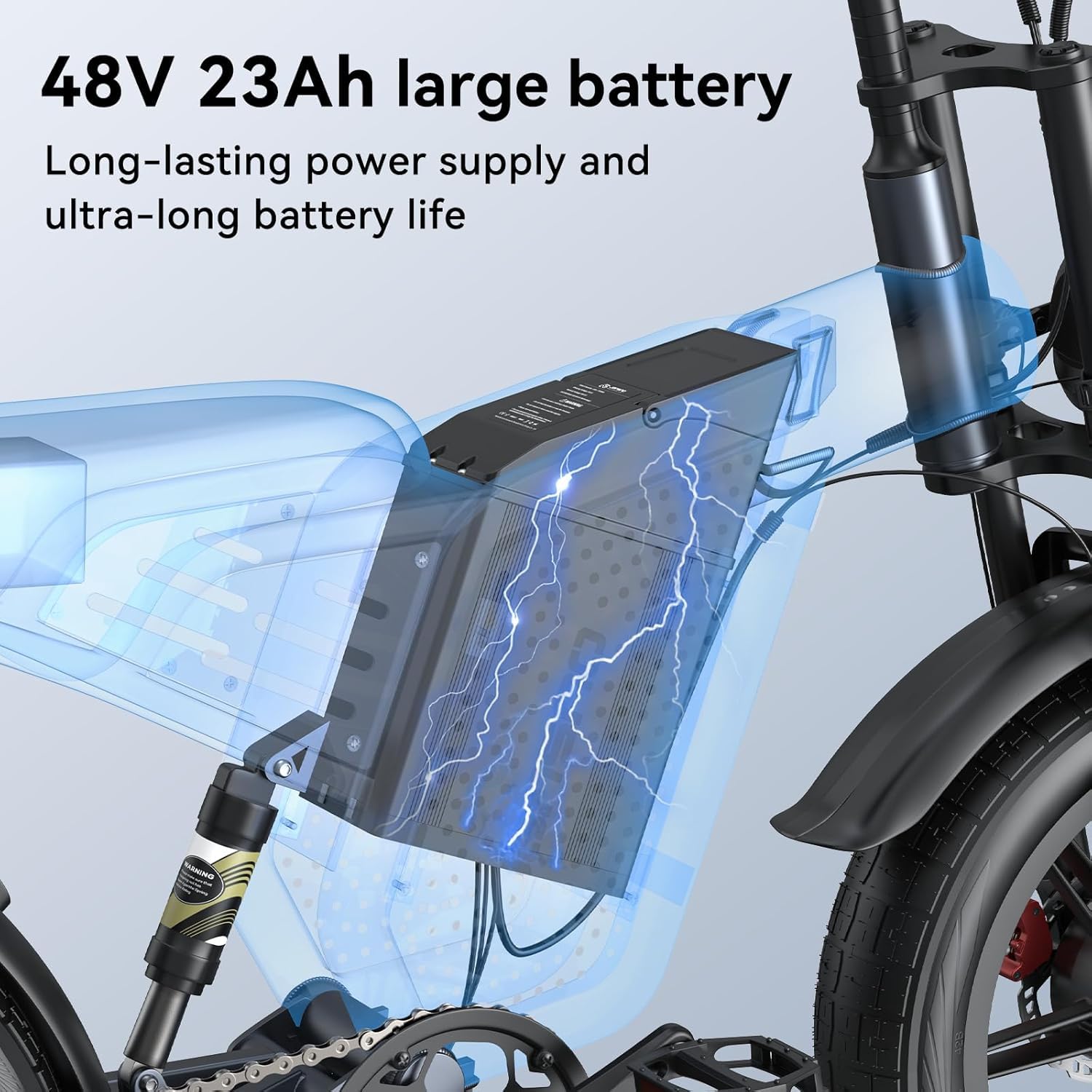 JANSNO Bicicletta elettrica per adulti X60, doppio motore senza spazzole, bicicletta elettrica 48V 23Ah, freni idraulici anteriori e posteriori, sistema di trasmissione a 7 velocità