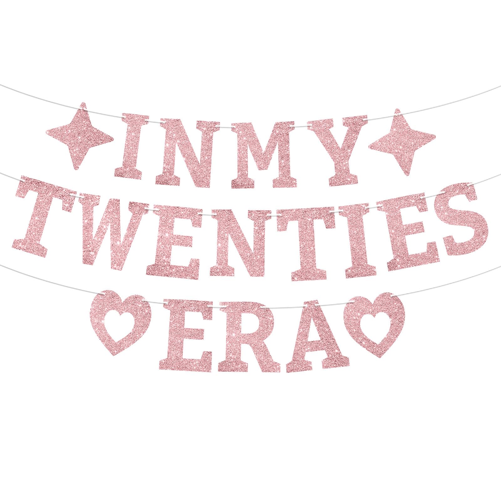 In My Twenties Era Banner, Pre-Strung 20th Birthday Decorations for Her Rose Gold Glitter Happy 20th Anniversary Garland for Women Party Decoration Supplies