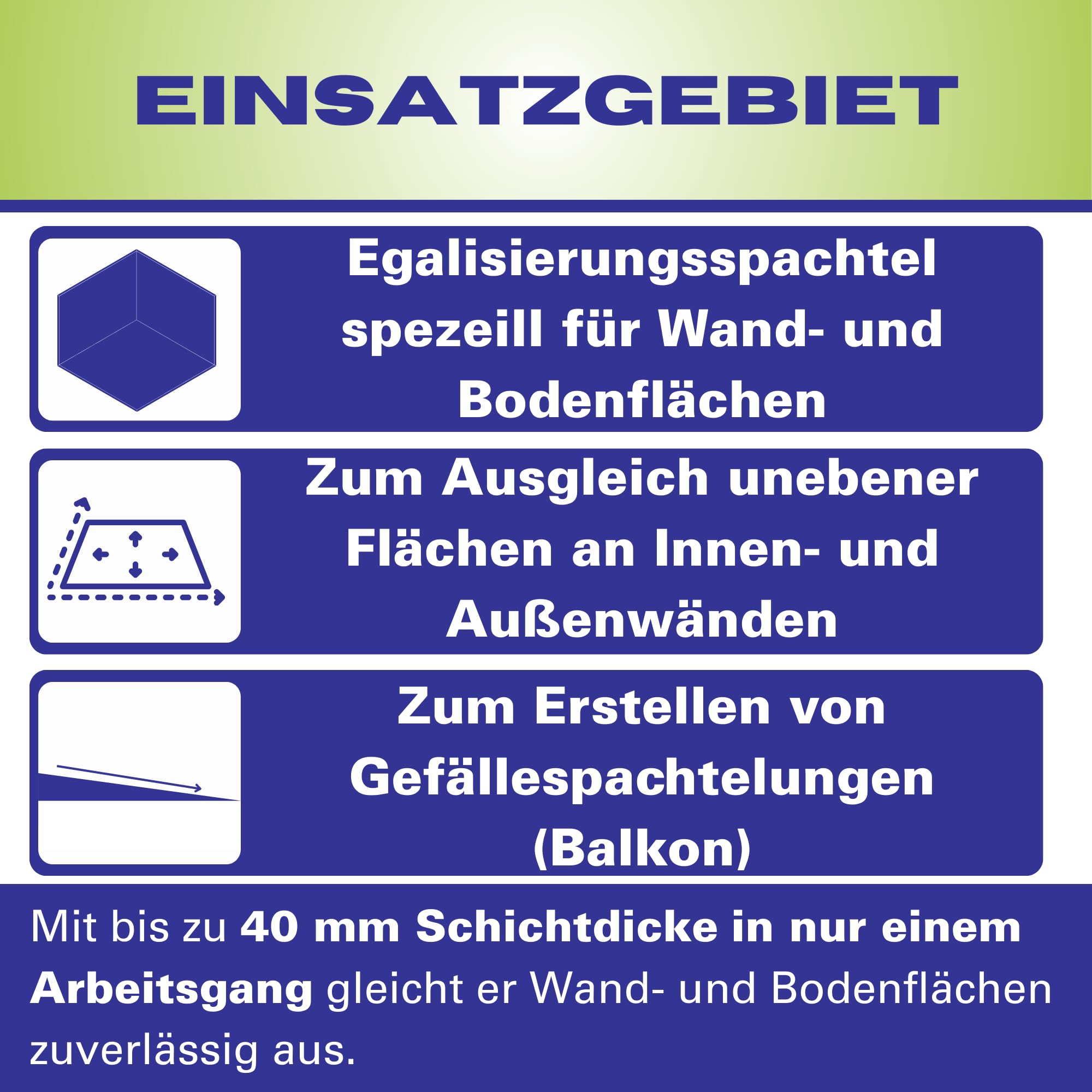 Ausgleichsmörtel - Egalisierung von Flächen - für Balkone, Wände innen und außen - auf zement-Basis, rissfrei, wasserfest, frostbeständig - 25 kg