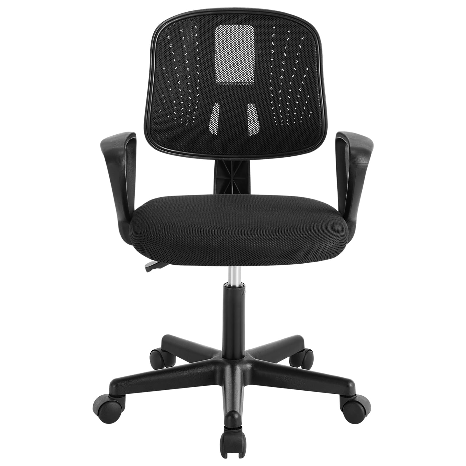 Krzesło biurkowe dla dzieci, obrotowe krzesło do nauki, ergonomiczne krzesło z kółkami, oddychająca tkanina siatkowa, automatycznie regulowany stołek obrotowy z oparciem, czarny, K0003BS