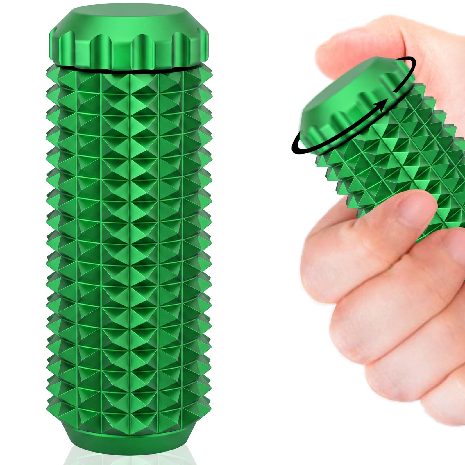 Metal Little Ouchies Fidget Toys, Adults Pain Stim Sensory Venting Toy, Relief Stress Promotes Focus, Spiky Grip and Smooth Spinner, Gifts for People with ADHD Autism Anxiety (Green)
