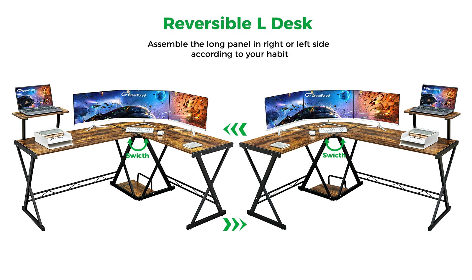 Buy GreenForest L Shaped Desk 64 inch Large Size Reversible Corner