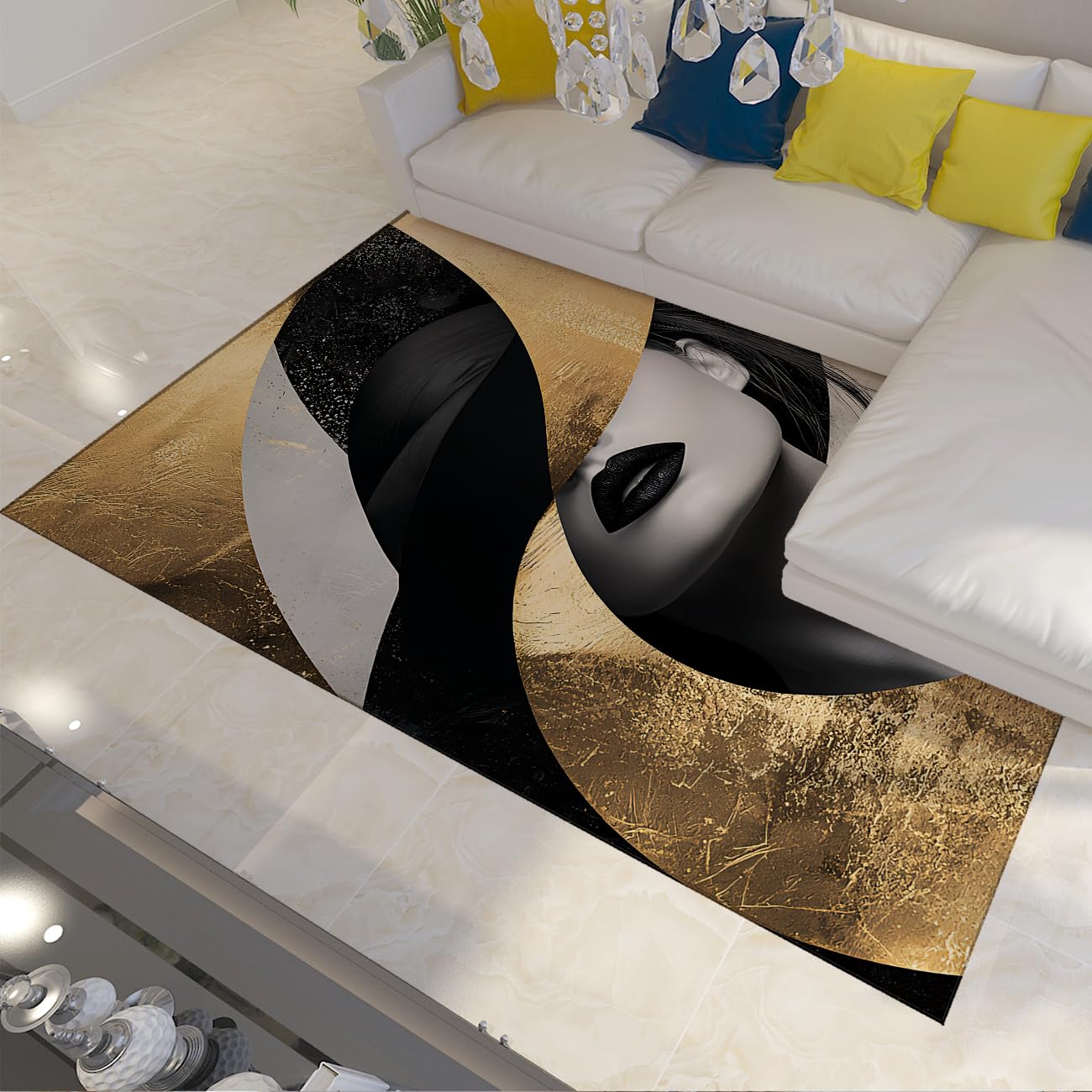Fashion Woman Area Teppiche für Wohnzimmer moderner luxuriöser waschbarer Teppich für das Büro im Schlafzimmer Rutschfester Innenteppich mit niedrigem Flor 80x120cm