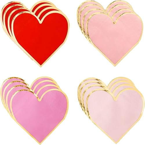 Servilletas de corazón  Paquete de 50  Servilletas en forma de corazón a granel desechables para decoraciones del día de San Valentín, servilletas