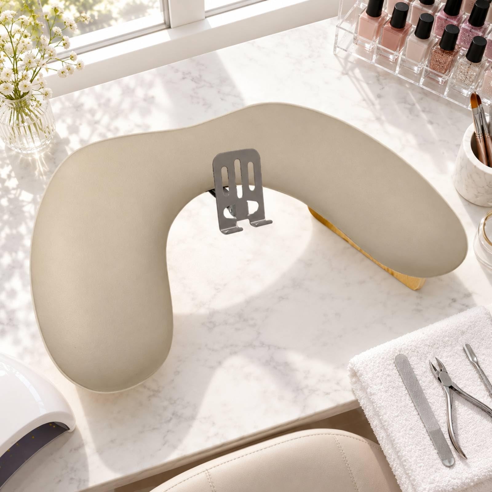 perfeclan Reposa en Forma a Forma Di U Patas Madera Desmontable Apoya con Patas Desmontables Ahorra Espacio para Manicuristas, Manicura en Casa, Estilo B
