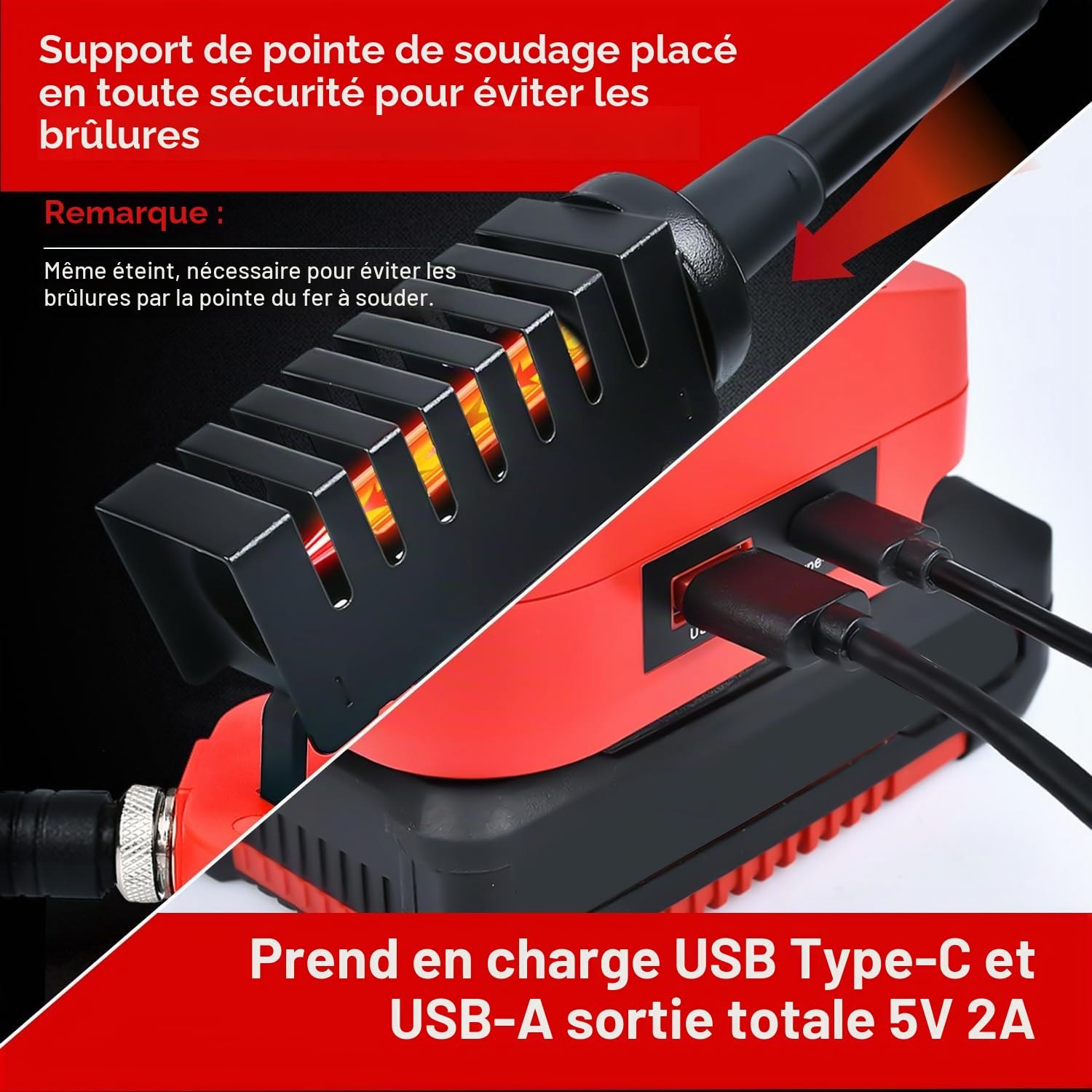 Station de fer à souder sans fil pour batterie Einhell 18 V PXC Power X-Change, fer à souder électrique portable à chauffage rapide avec USB et type C pour bricolage, réparation d'appareils, soudage