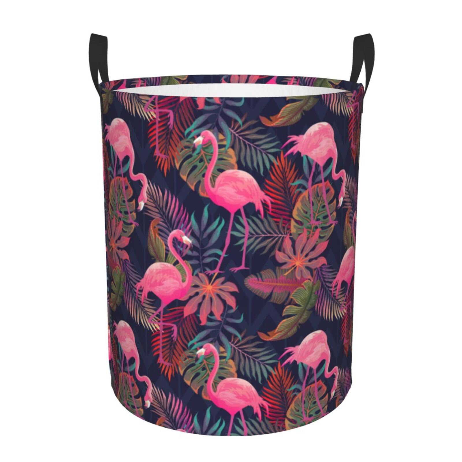 Laundry Basket Pink Flamingo Laundry Hamper Waterproof Idea Hampers Large Collapsible Baskets with Handle Suitable for Bedroom Bathroom Utility Room Kitchen