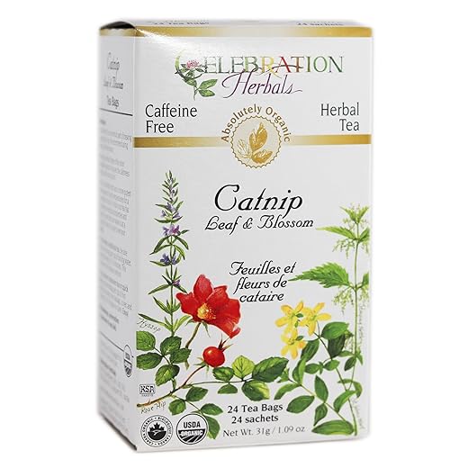 Celebration Herbals Organic Catnip Leaf and Blossom Tea Caffeine Free -- 24 Herbal Tea Bags