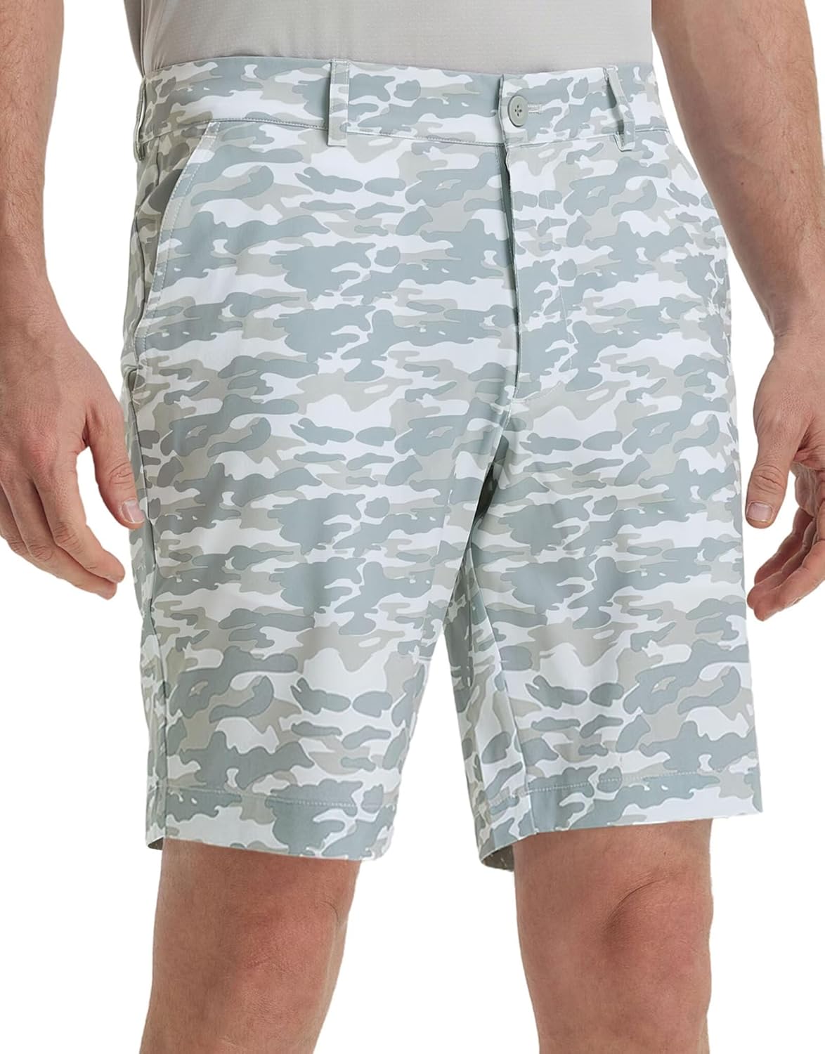 m maelreg golf shorts men print quick dry 9" stretch lightweight water-resistant flex flat front fashion mens shorts casual white camouflage 40 short