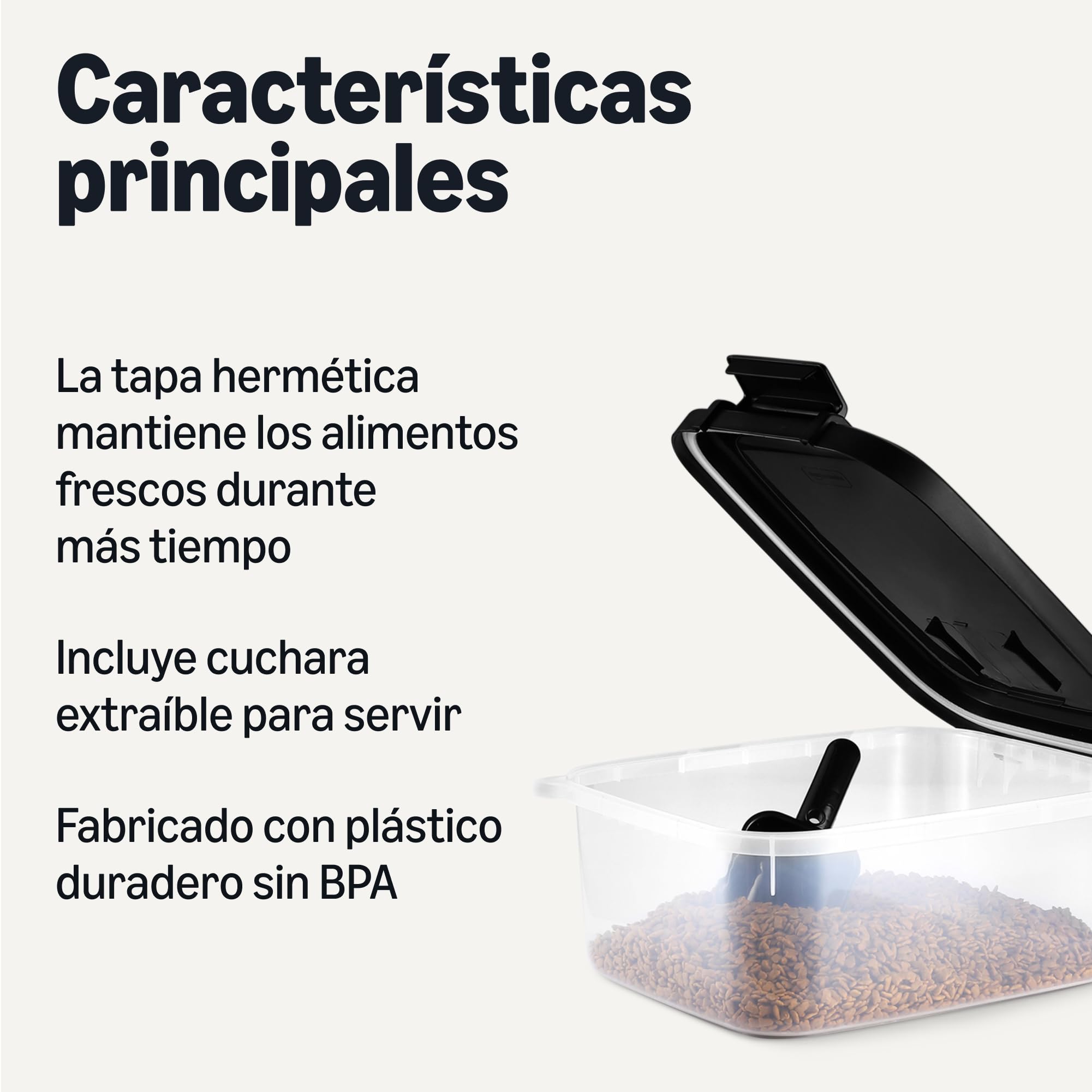 Amazon Basics - Contenedor de Almacenamiento de Alimentos para Mascotas, 4.5 kg,Transparente y Negro