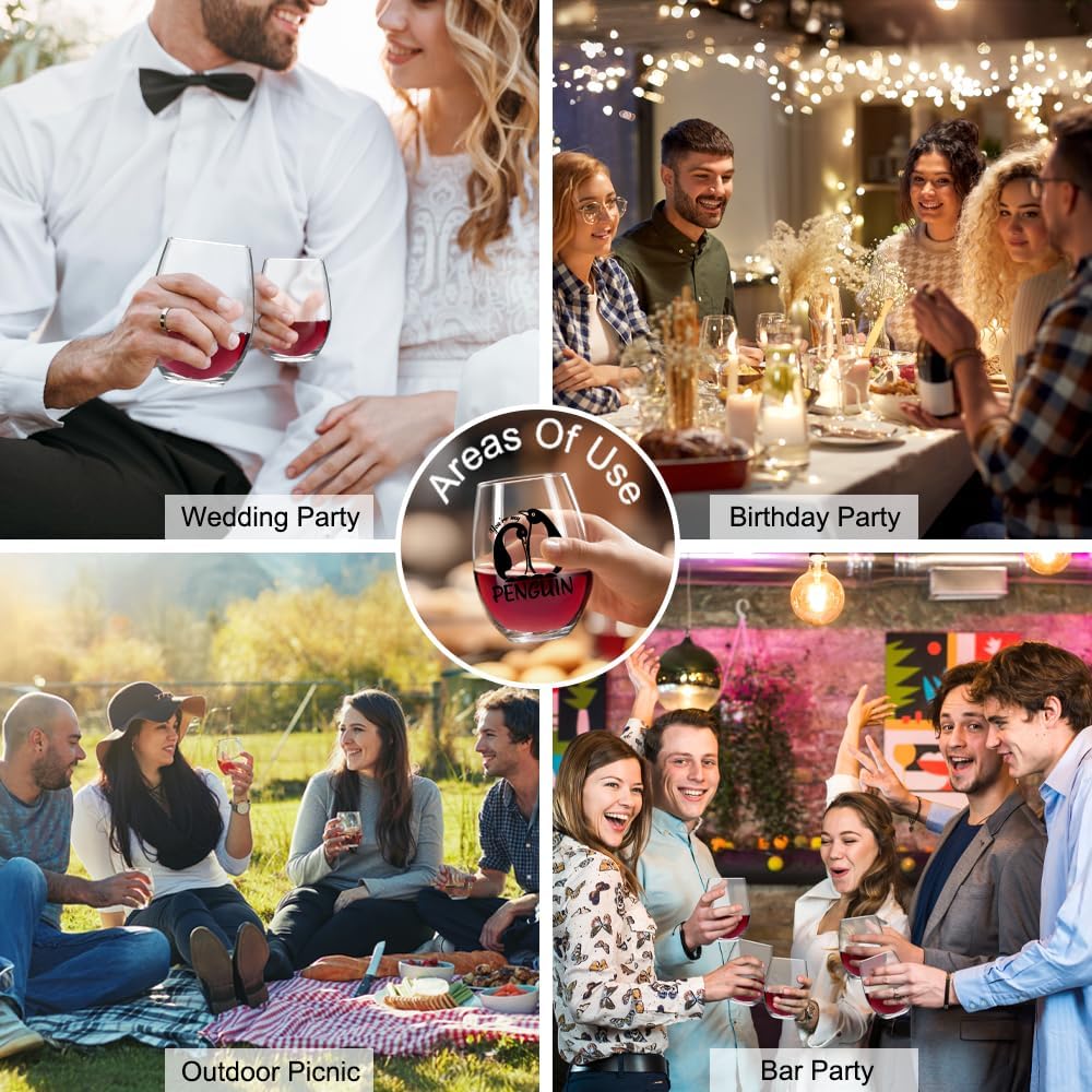 Penguin Wine Glass, Birthday Christmas Gifts for Penguin Lovers Women Men, Valentine Gifts for Husband Wife Boyfriend Girlfriend, Wedding Present for Couple - Image 6