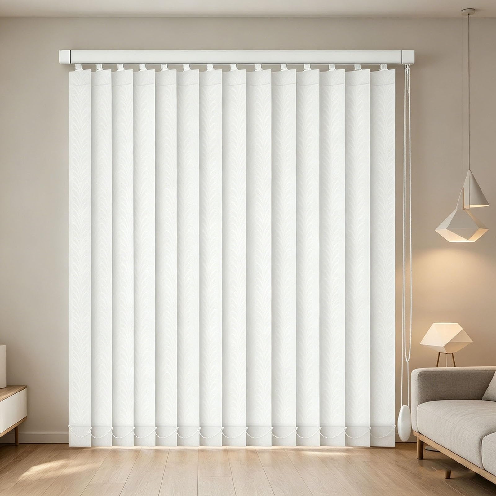 Générique Store à Lamelles Vertical, Store Californien pour Portes coulissantes, Rideaux en Tissu filtrant la lumière pour Grandes fenêtres, Store Vertical sur Rail Anti-UV Protection(B130xH150cm)