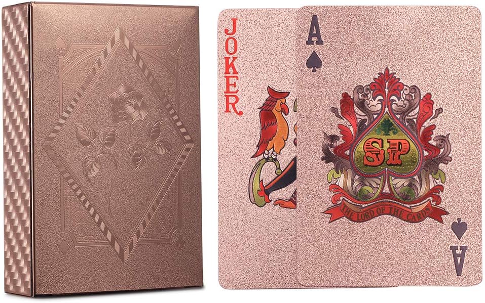 ACELION Waterproof Playing Cards, Plastic Playing Cards, Deck of Cards, Gift Poker Cards (Rose Gold)