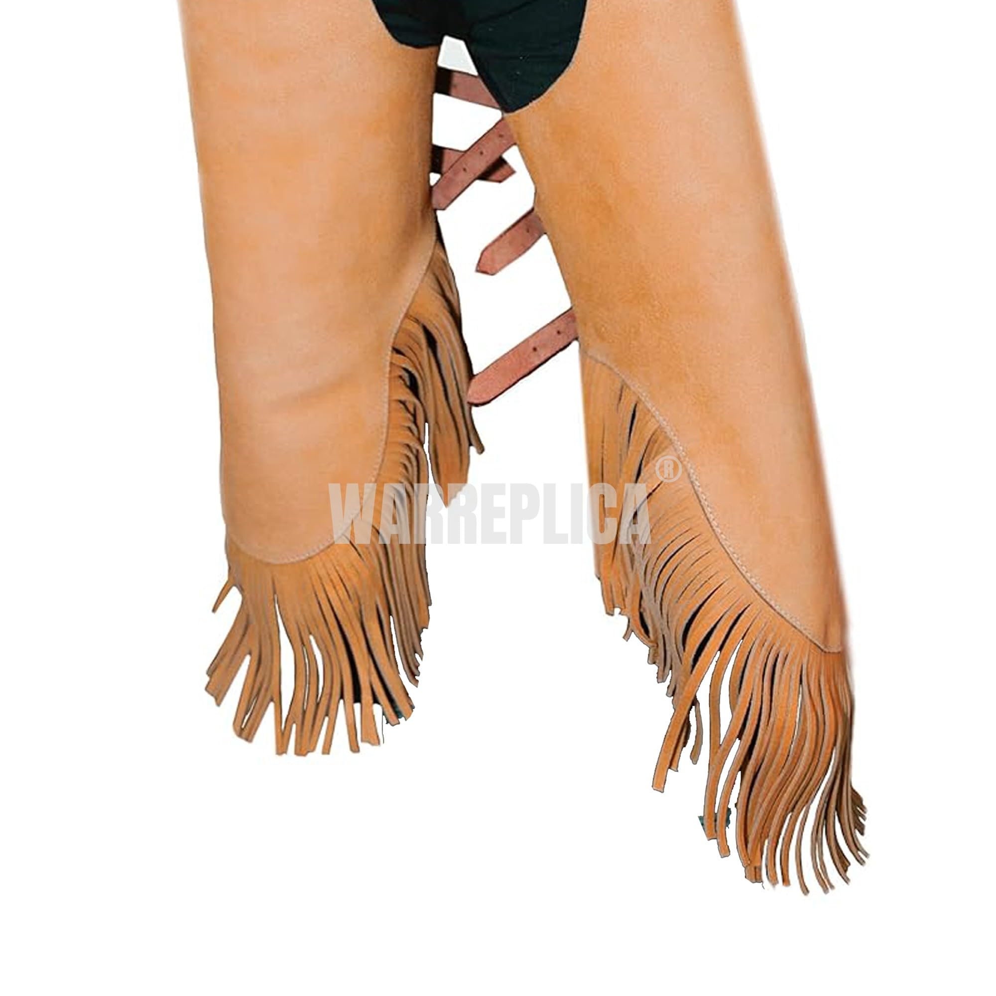warreplica Western-Cowboy-Chaps aus Wildleder für Herren/Damen, Jagd, Schutzchaps mit Passe