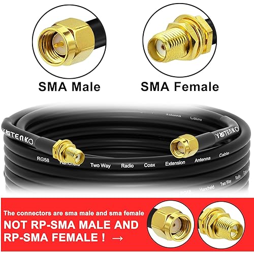 Miniatura 9 de Cable SMA macho a SMA hembra de 10 pies 9.8 ft SMA Extensión RG58 Cable coaxial de baja pérdida de 50 ohmios (no para TV, WiFi)