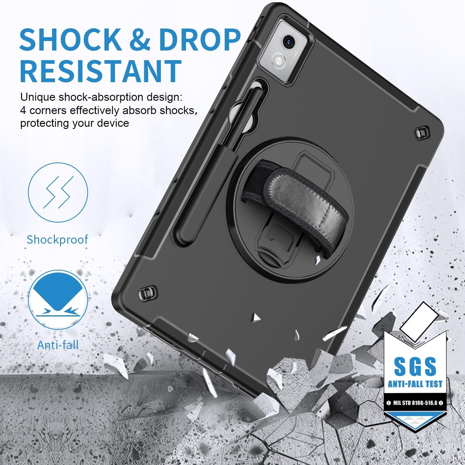 ZenRich Rugged Case for Lenovo Idea Tab Pro 12.7inch,Heavy Duty Shockproof Protective Case w/ [360 Rotating Kickstand] [Hand Strap][Shoulder Belt] for Lenovo Idea Tab Pro 2025 Release Black
