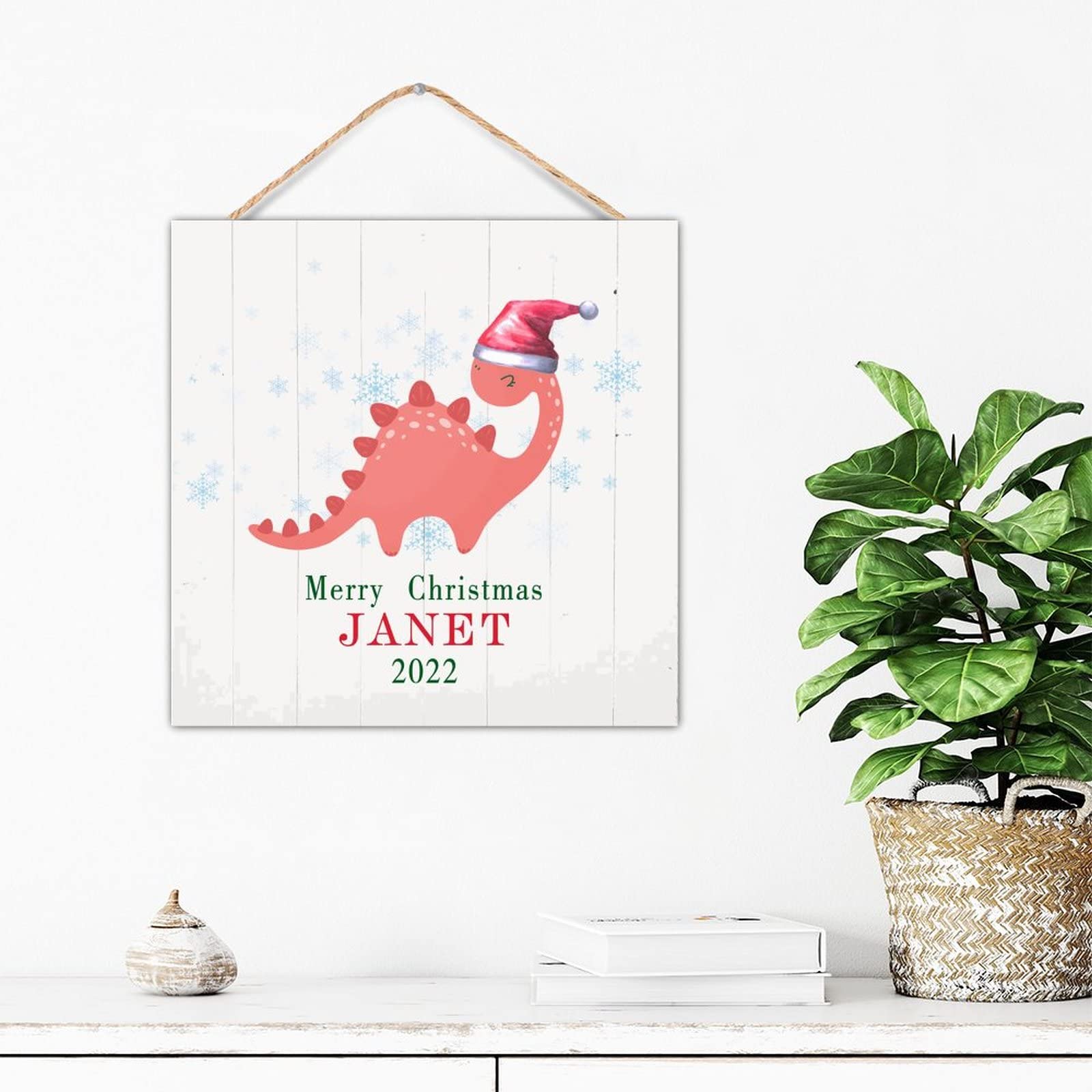 Dinosaure avec chapeau de Père Noël, cadeau déco suspendu - 8