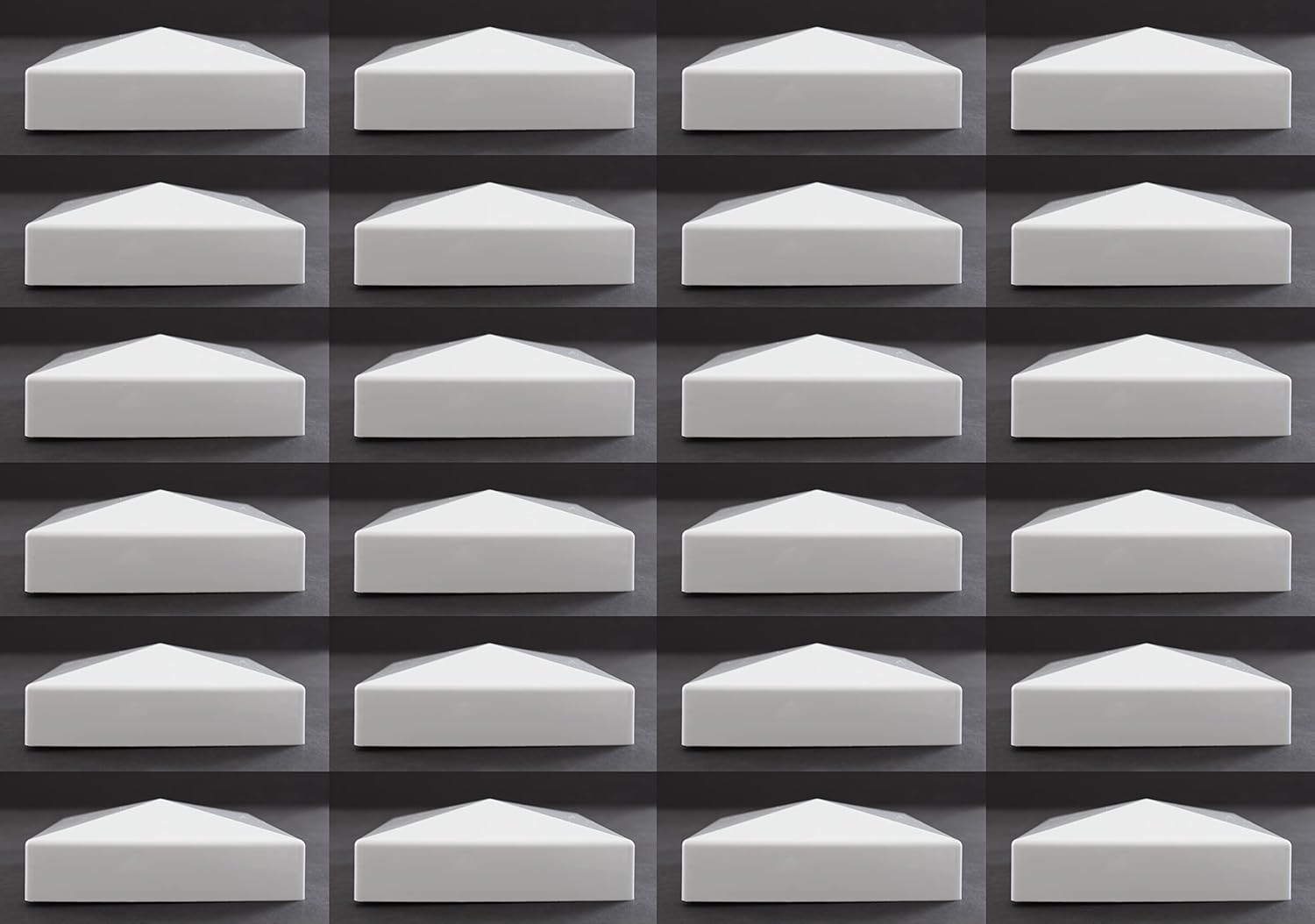 True 5x5 (127mm x 127mm) Plastic Pyramid Vinyl Fence Post Cap Black or White Multiple Quantities for True Actual 5" x 5" Vinyl Posts (24, White)