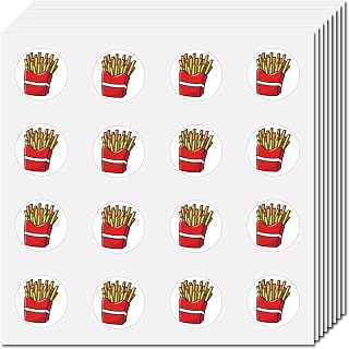 CREATCABIN French Fries Stickers Plastic Waterproof Adhesive Picture Small Potato Food Round Dot Cartoon Chips Decals Planner Stickers for DIY Cup Laptop Hat Notebook 0.98Inch
