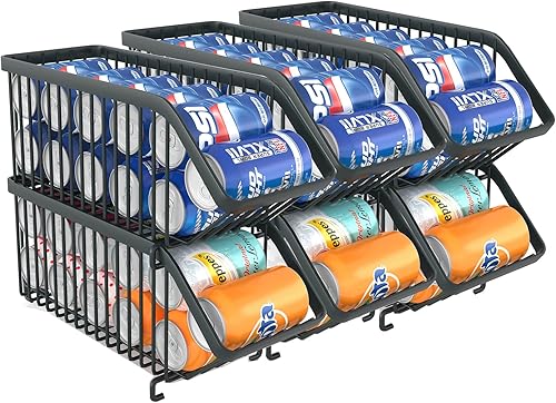 GILLAS Paquete de 6 organizadores apilables de latas de soda para refrigerador, dispensador de latas, estante de almacenamiento de alimentos
