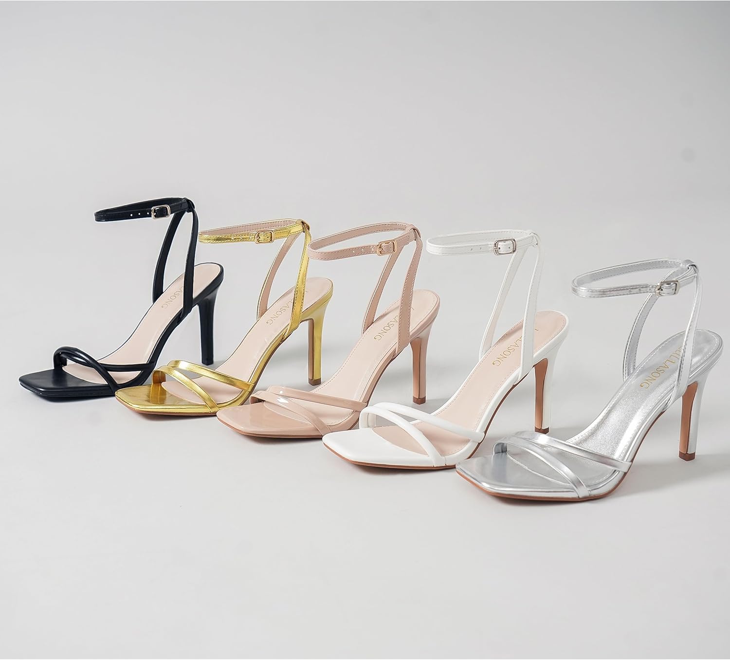 Women's Heels Strappy Ankle Strap High Heels 3.5 Inch Heeled Square Open Toe Sandals for Women - Image 8