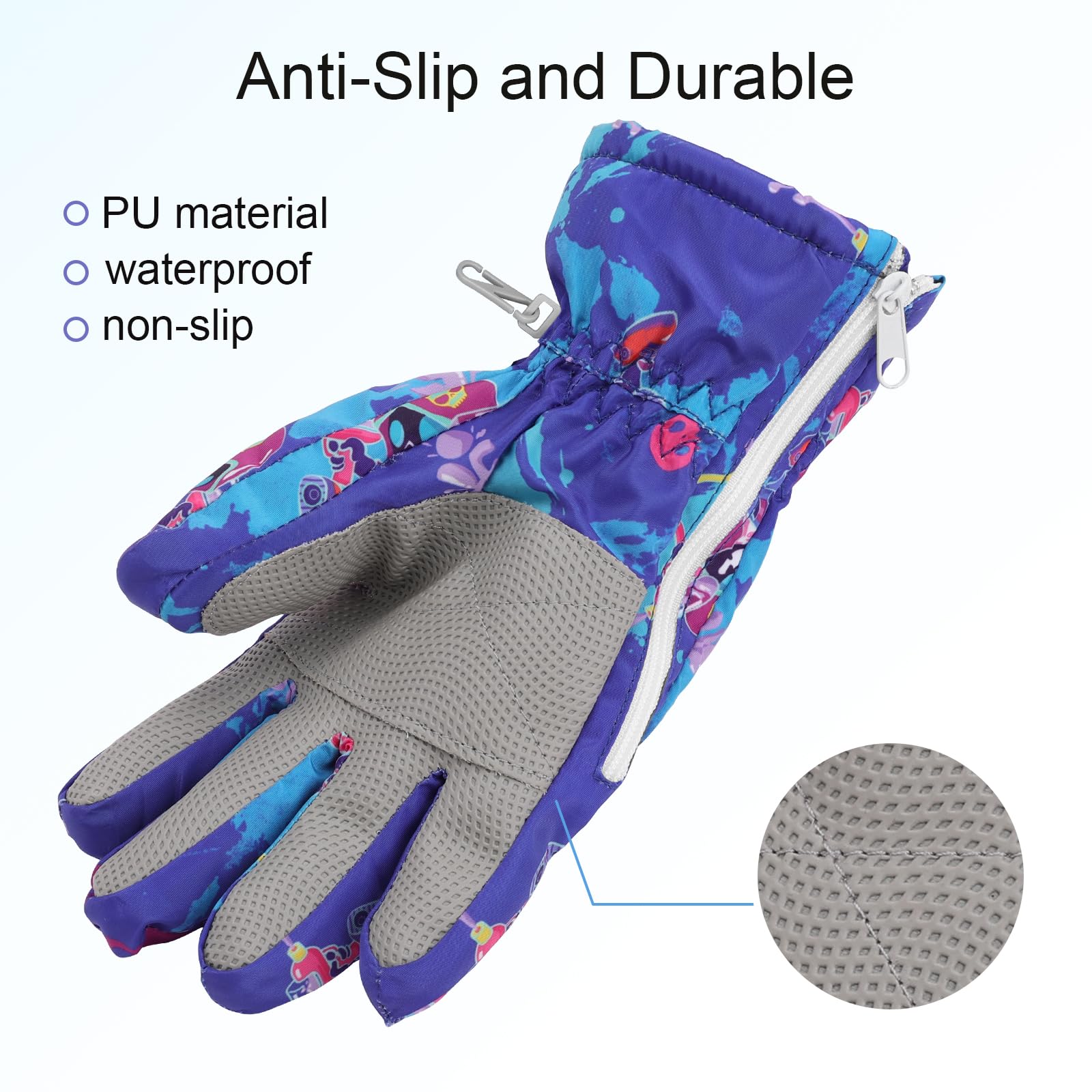 YooxArmor Guantes de Esquí para Niños,Guantes de Nieve de Invierno Impermeables para 4-8 Niños y Niñas,Guantes de Snowboard Resistentes al Viento y al Frío para Esquí y Ciclismo