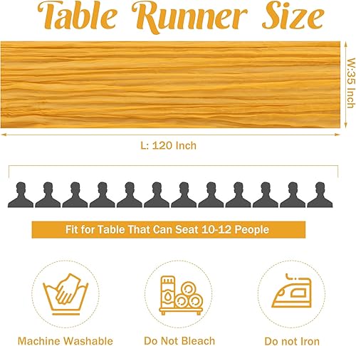 Miniatura 4 de 6 piezas de tela de gasa de 10 pies, color mostaza, camino de mesa de tela de gasa bohemio, camino de mesa rústico transparente para boda,