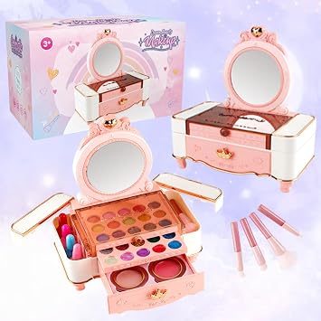 Girls Makeup Set for Kids | Kids Makeup Kit for Girl,Washable Toddler Makeup Kit, Real Washable Pretend Cosmetic Set Toys for 3-12-Year-Olds, Children Princess Makeup