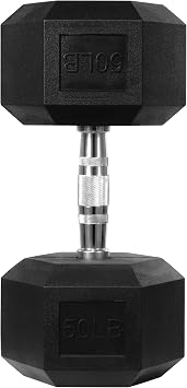 HulkFit Rubber Coated Hex Dumbbells, Anti-Roll Hand Weights, Non-Slip Ergonomic Handle Low Odor for Home Gym
